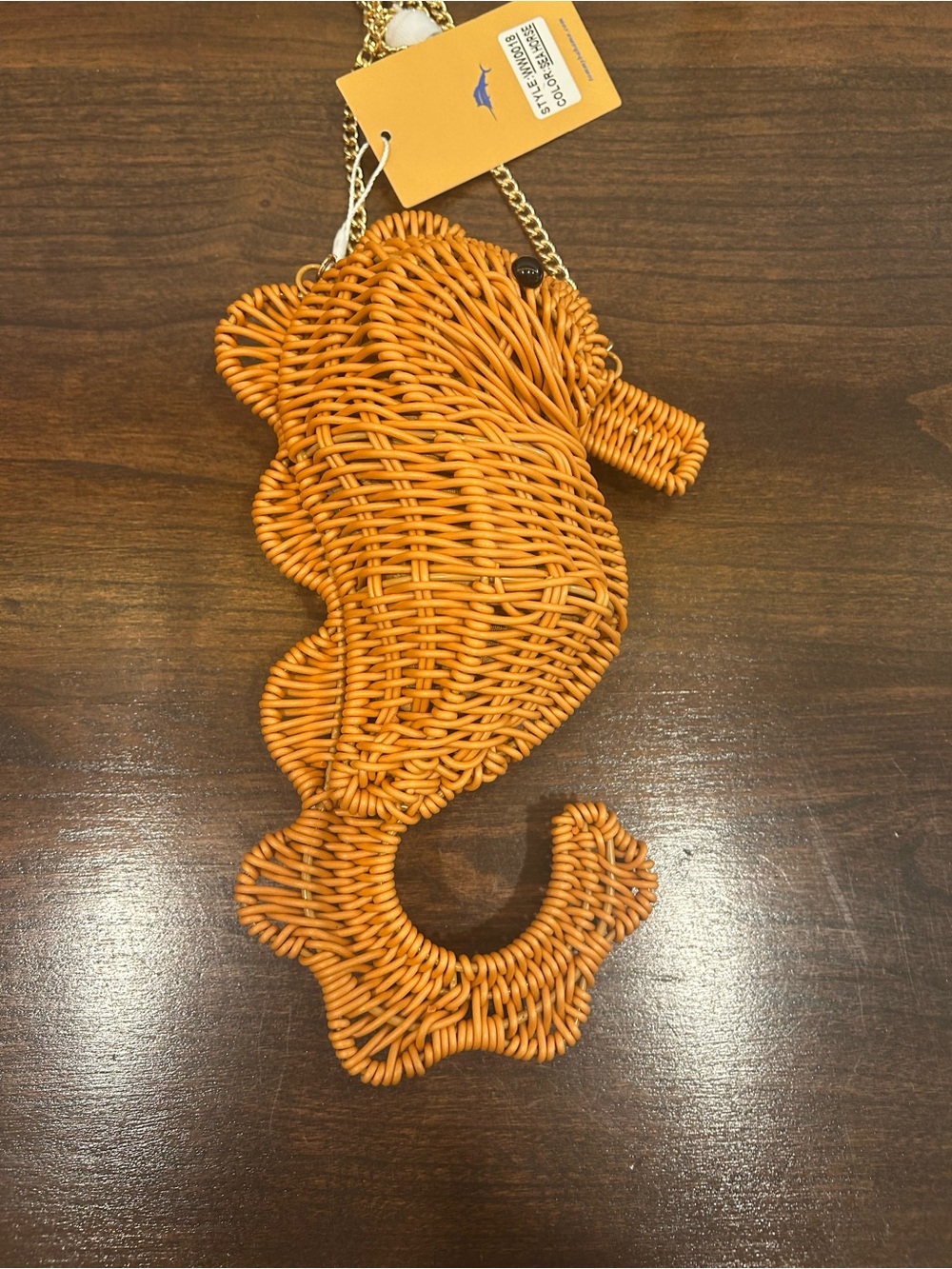 NWT Tommy Bahama Seahorse Wicker Bag with Gold Chain